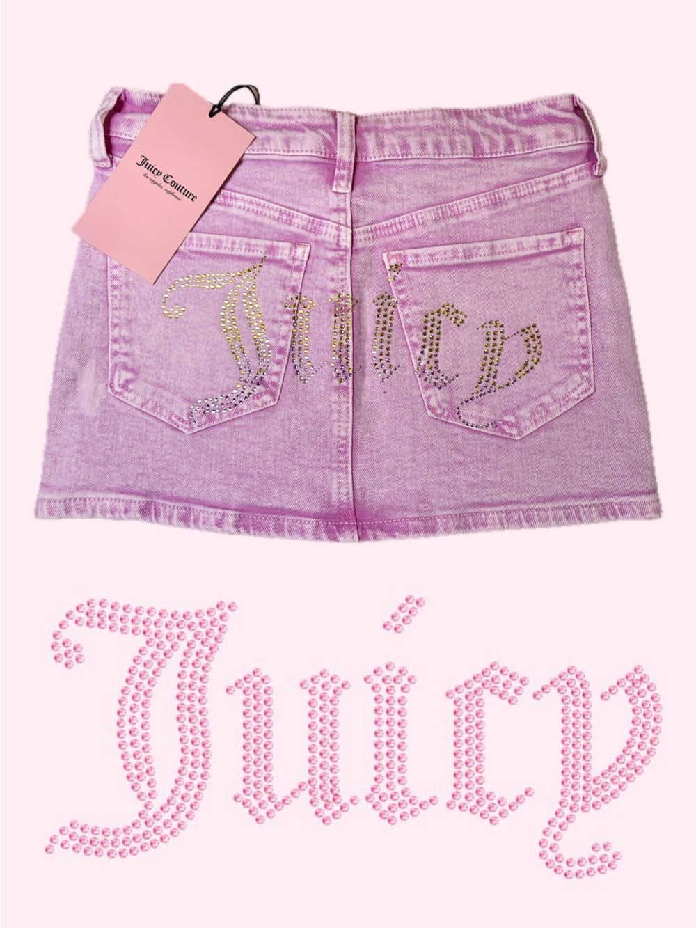 Juicy Couture Pink Rhinestone Embellished Mini Skirt Size 0/24
